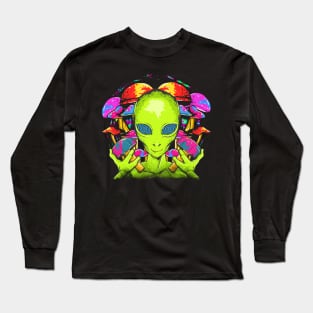 Psychedelic Alien Mushrooms Long Sleeve T-Shirt